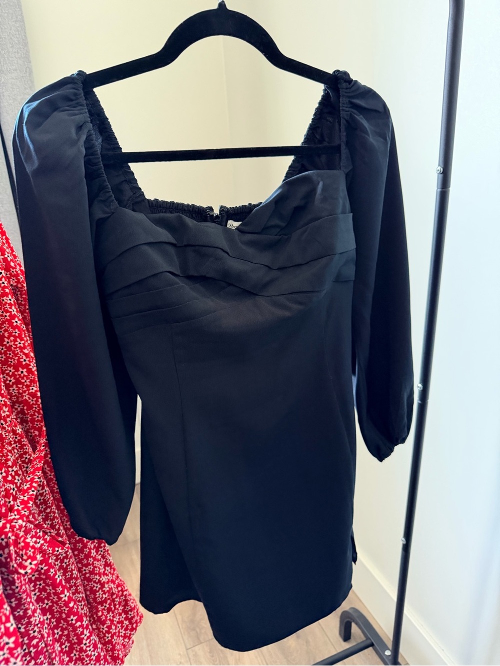 Abercrombie & Fitch Black Long-Sleeve Puff Mini Dress
